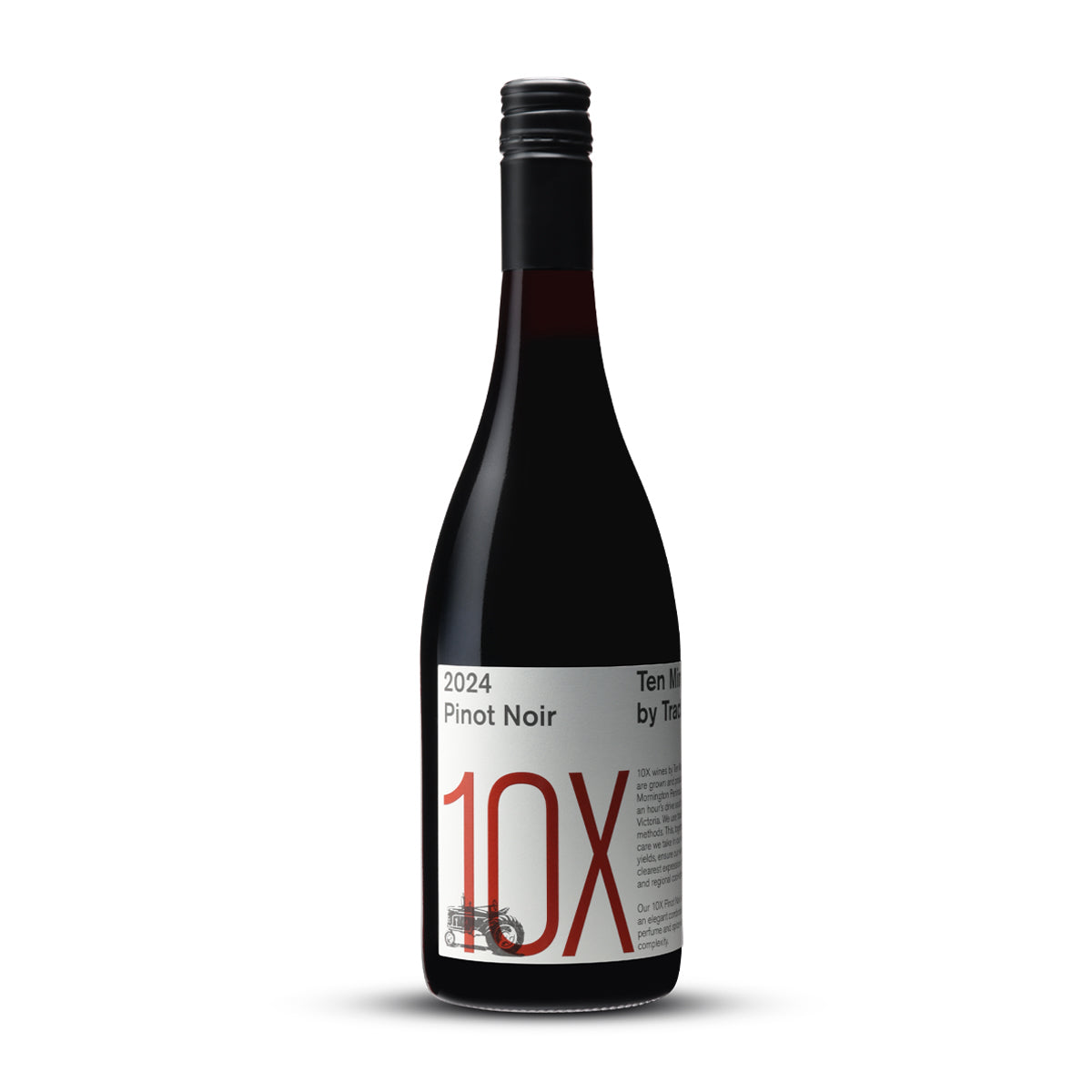 Bottle of Ten Minutes by Tractor 10X Pinot Noir 2024 featuring a sleek label design with bold typography. Buy Pinot Noir Wine online at wine simple. 